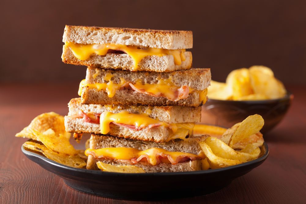 Grill cheese with ham and bacon