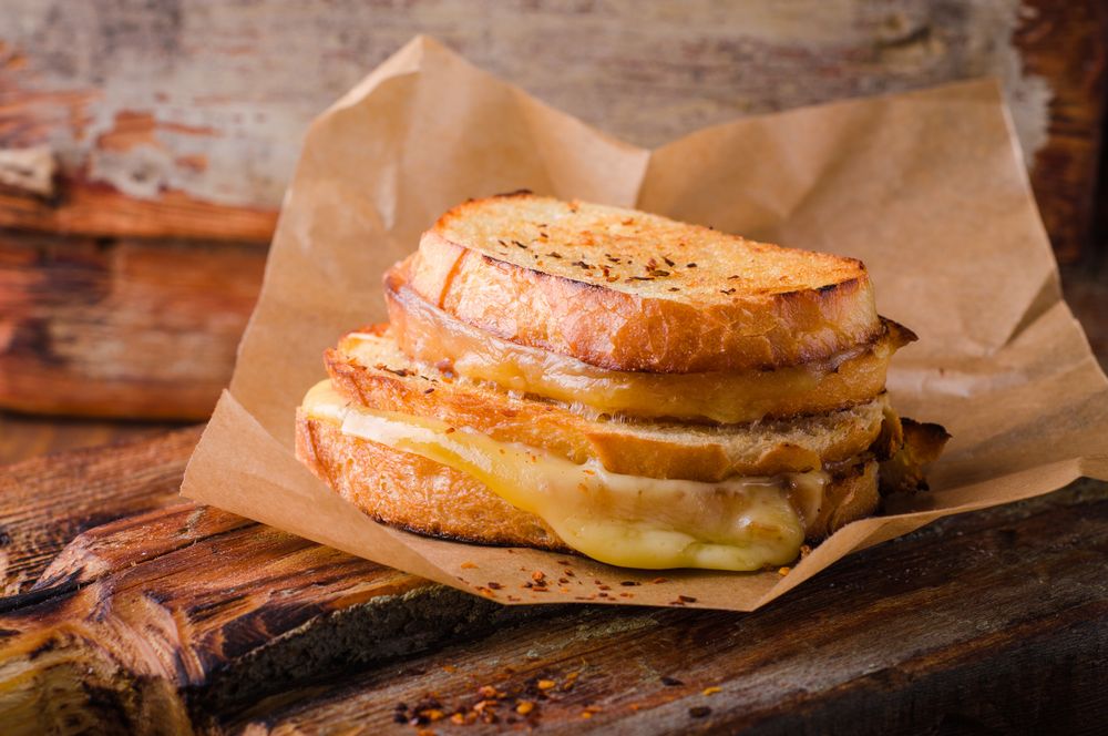 Two Story Grilled Cheese with Paper Wrap