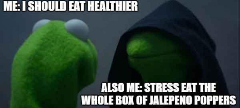 Frogs talking about the core issue behind emotional eating